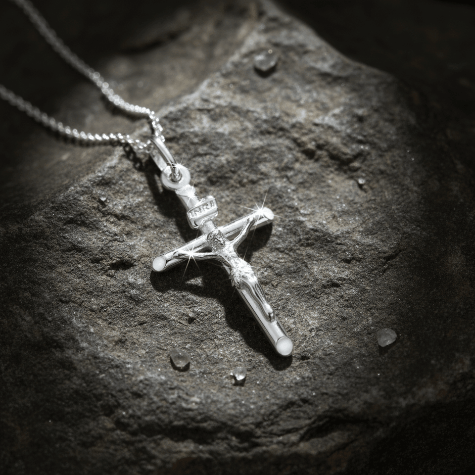 Italian 925 Sterling Silver 26mm Crucifix Pendant - DP Online