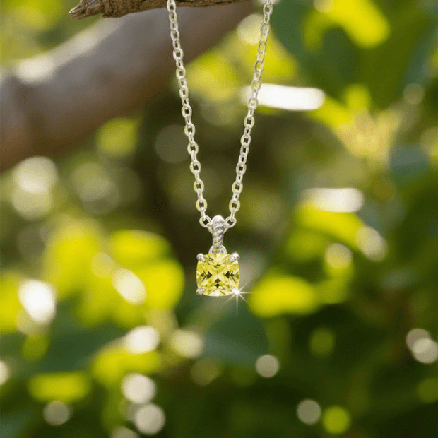 Italian 925 Sterling Silver 6mm Yellow Citrine Cubic Zirconia Pendant - DP Online