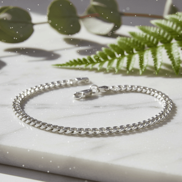 Italian 925 Sterling Silver 7.5" 19cm Curb Bracelet - DP Online