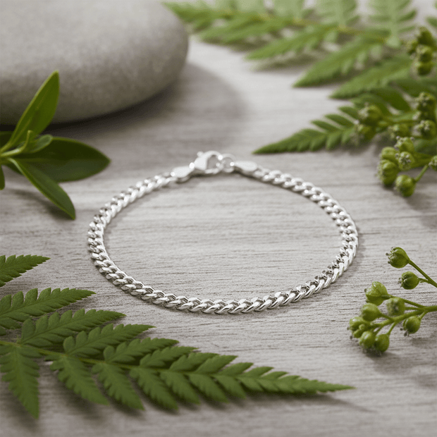 Italian 925 Sterling Silver 7.5" 19cm Diamond Cut Curb Bracelet - DP Online