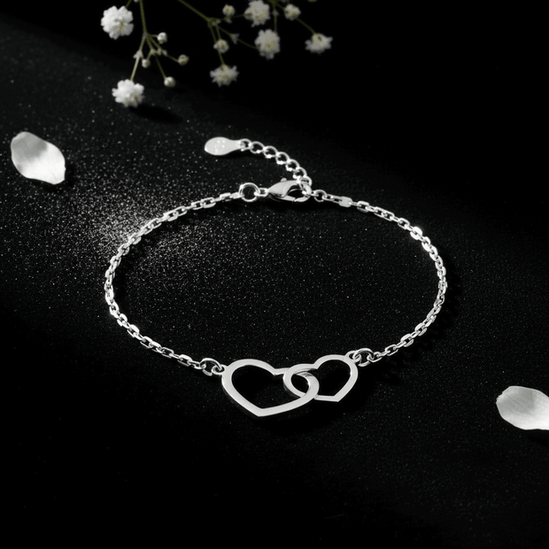 Italian 925 Sterling Silver 7.5" 19cm Heart Link Bracelet - DP Online