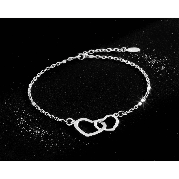 Italian 925 Sterling Silver 7.5" 19cm Heart Link Bracelet - DP Online