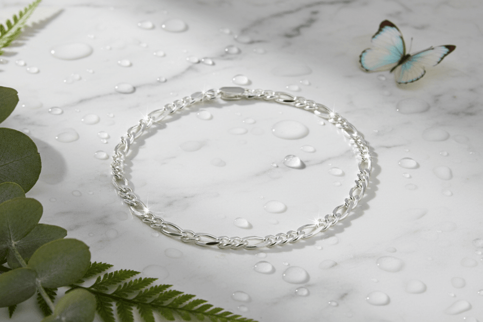 Italian 925 Sterling Silver 7.5" 19cm Solid Diamond Cut Figaro Bracelet - DP Online