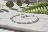 Italian 925 sterling silver curb chain bracelet with water mist, sparkle and greenery