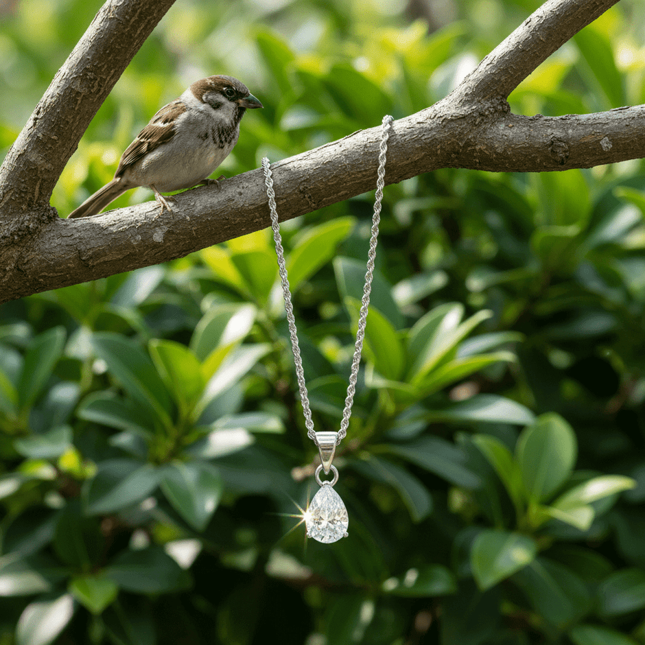 Italian 925 Sterling Silver Teardrop Cubic Zirconia Pendant - DP Online