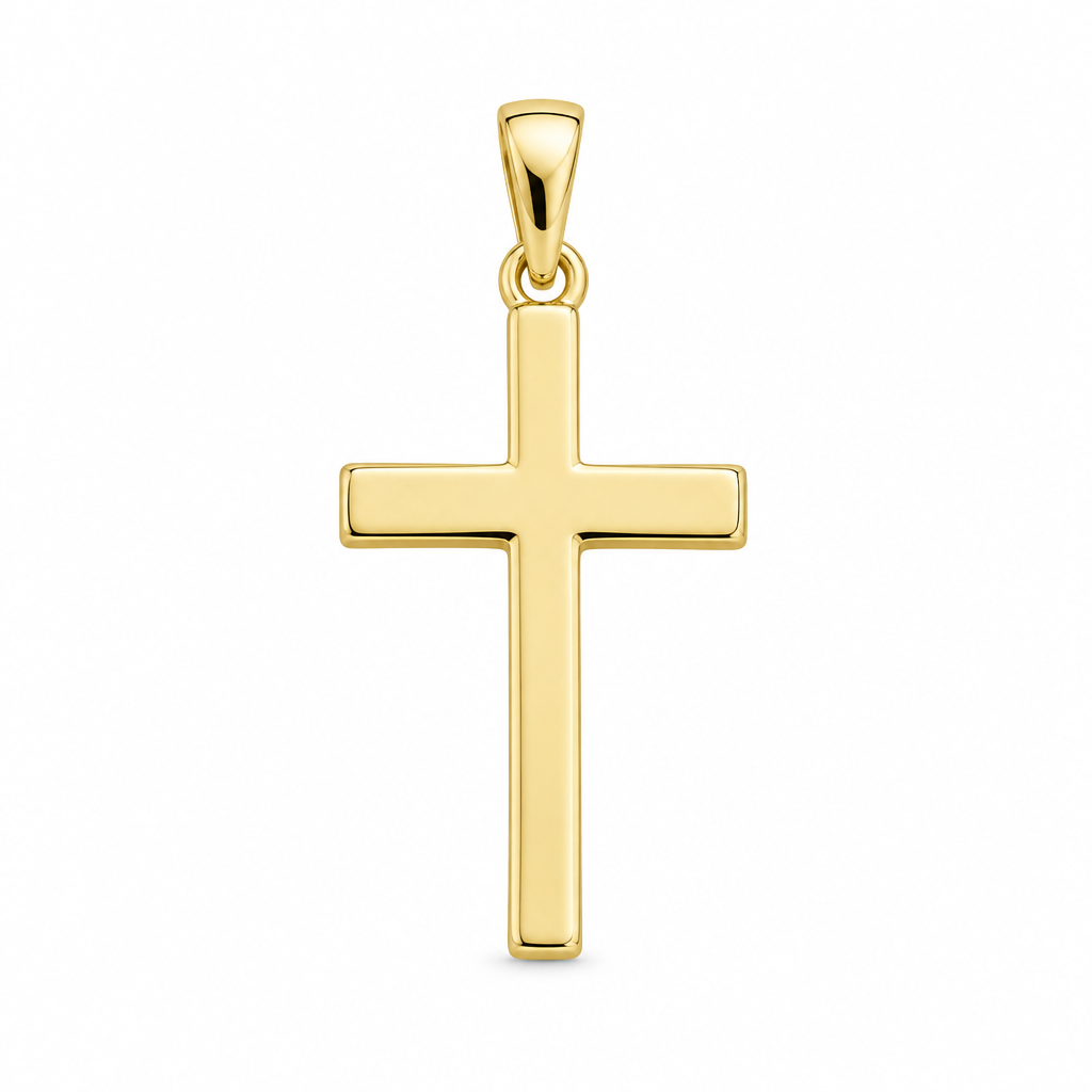 Italian 9ct Gold 20mm Cross Pendant Necklace - DP Online