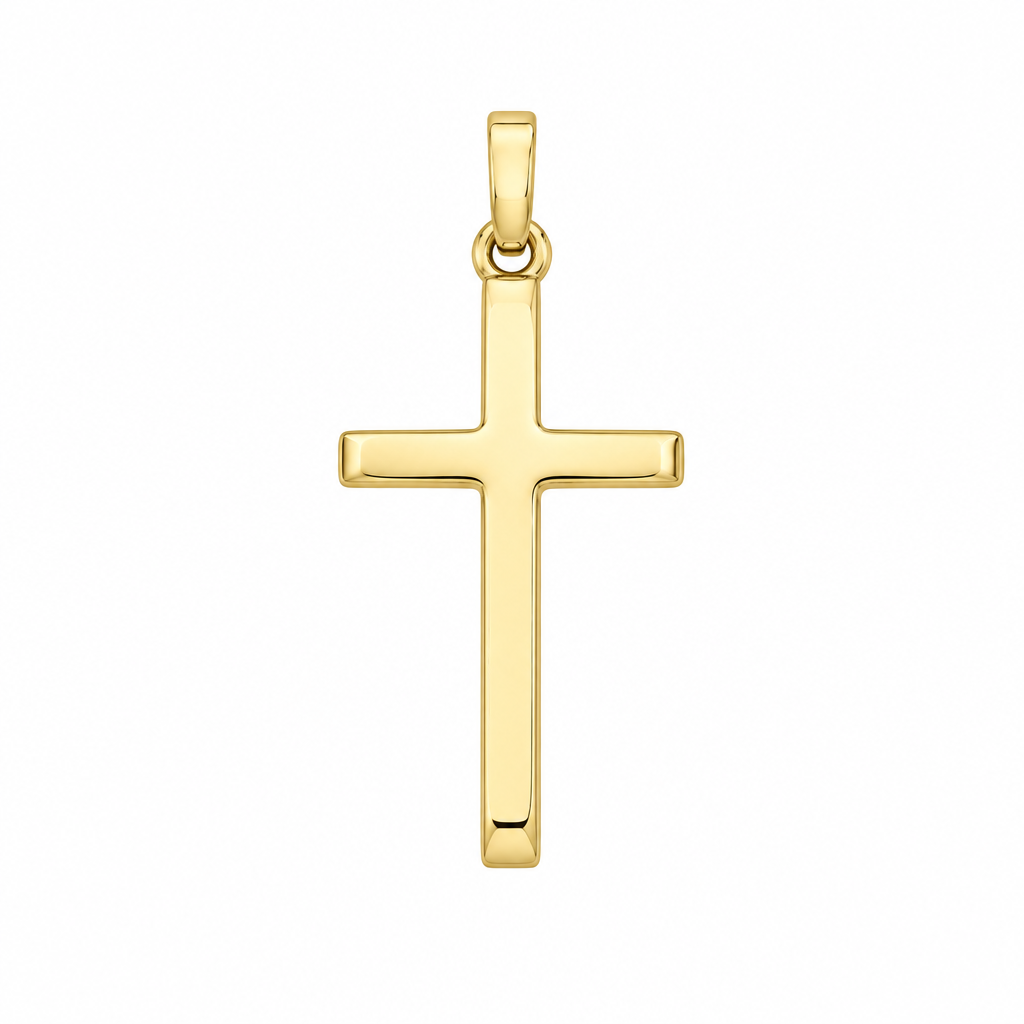 Italian 9ct Gold 20mm Cross Pendant Necklace - DP Online
