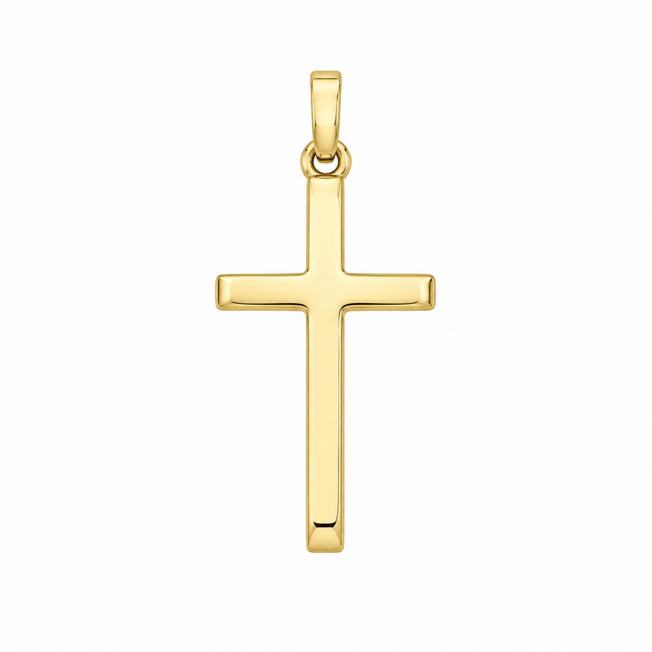 Italian 9ct Gold 20mm Cross Pendant Necklace - DP Online