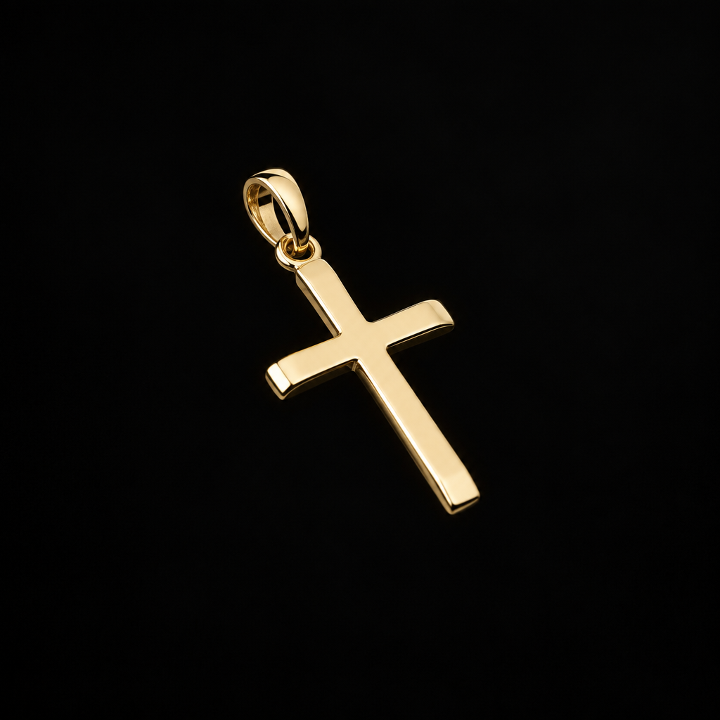 Italian 9ct Gold 20mm Cross Pendant Necklace - DP Online