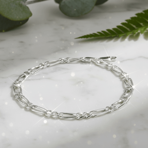 Italian Sterling Silver 925 7.5" 19cm Figaro Bracelet - DP Online