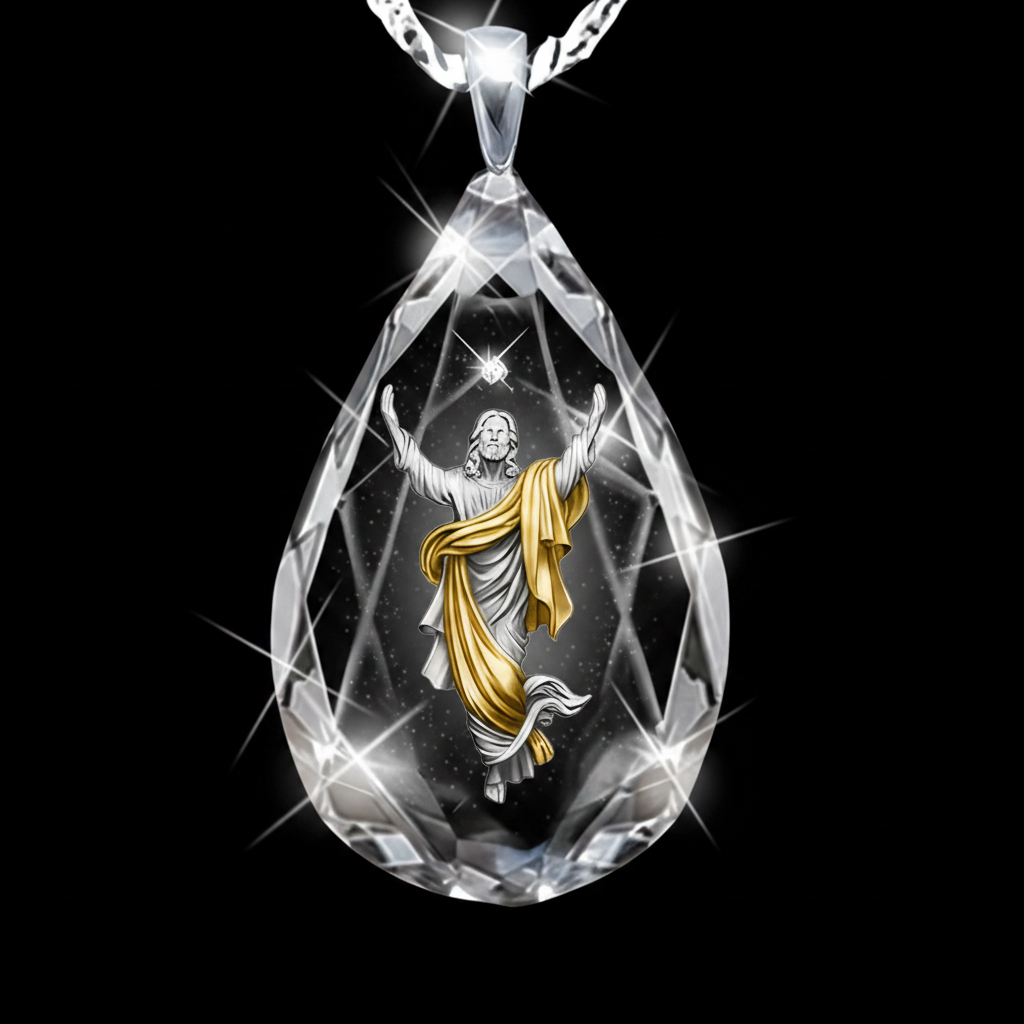 Jesus Crystal Teardrop - Black