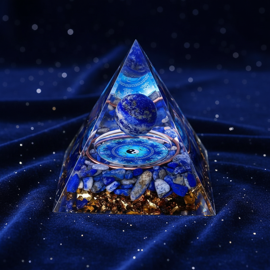 Lapis Yin Yang Pyramid - Angled Hero
