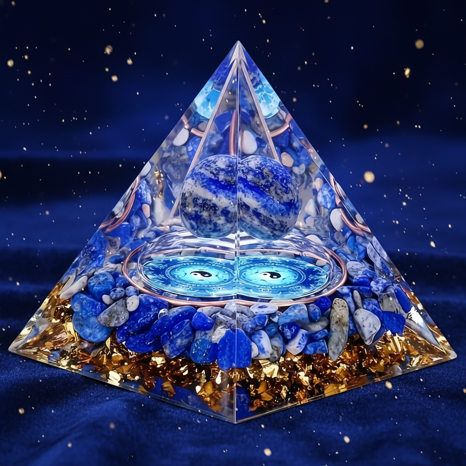 Lapis Yin Yang Pyramid - Size Clean