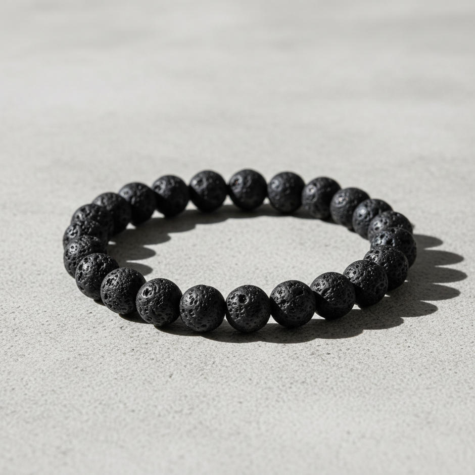 Lava Rock Bracelet on Concrete