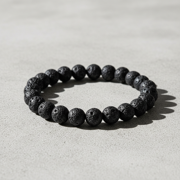 Lava Rock Bracelet on Concrete