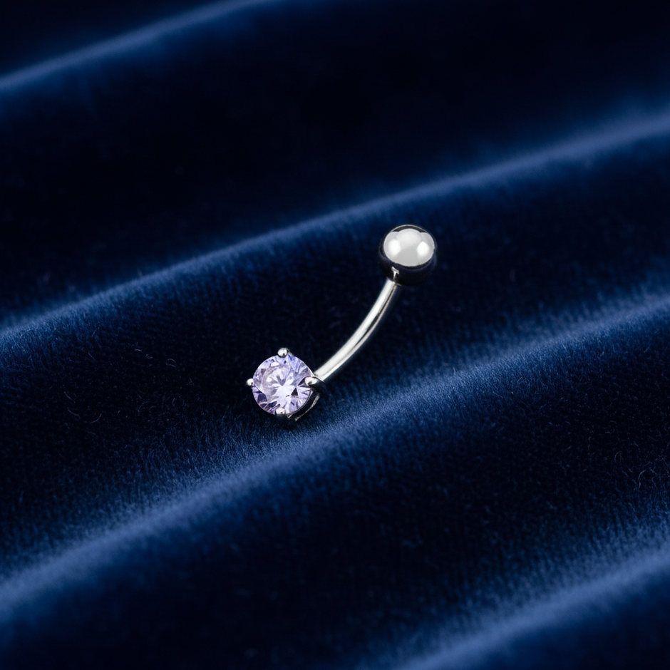 Lavender CZ Belly Bar — V1 Clean