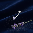 Lavender CZ Belly Bar — V3 Silver Dust + Lavender