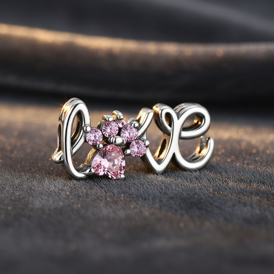 LOVE Paw Charm — Charcoal Velvet