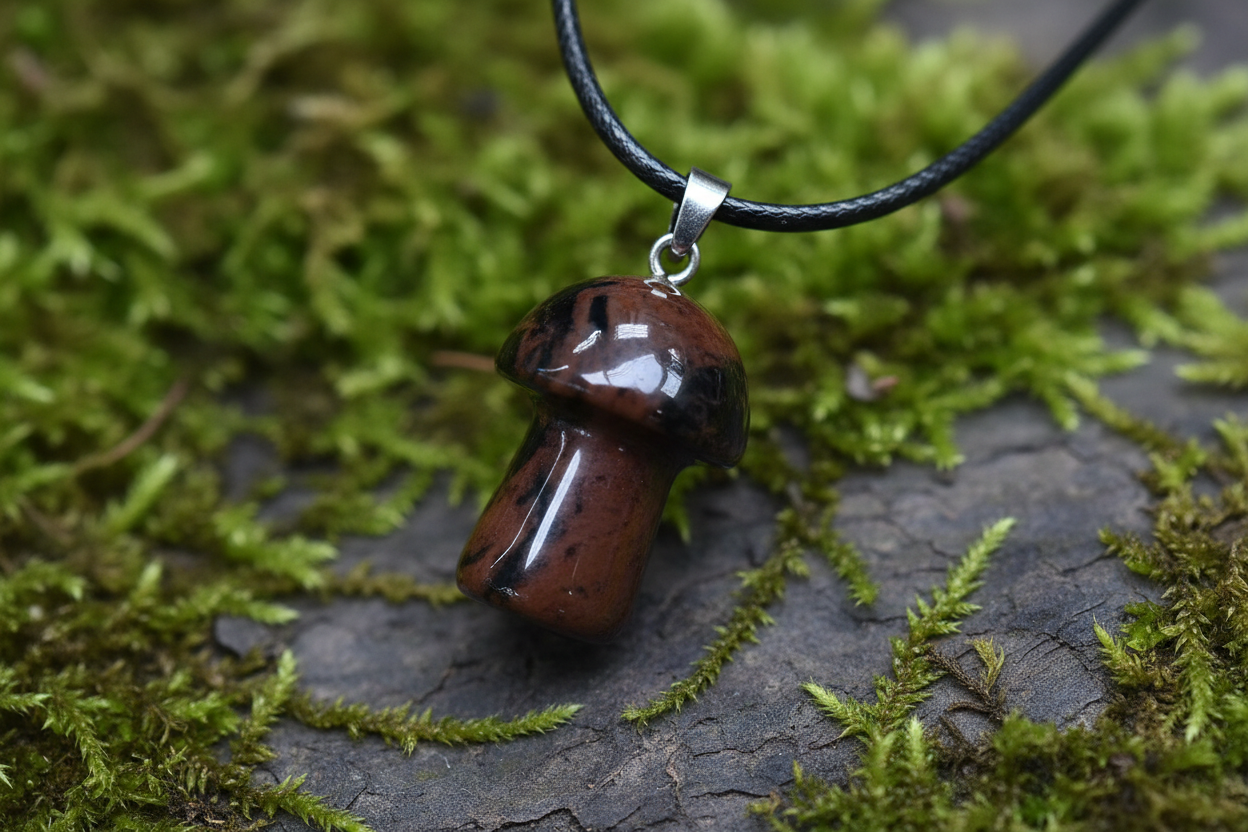 Mahogany Obsidian Mushroom Pendant – Rock Surface