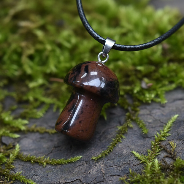 Mahogany Obsidian Mushroom Pendant – Rock Surface