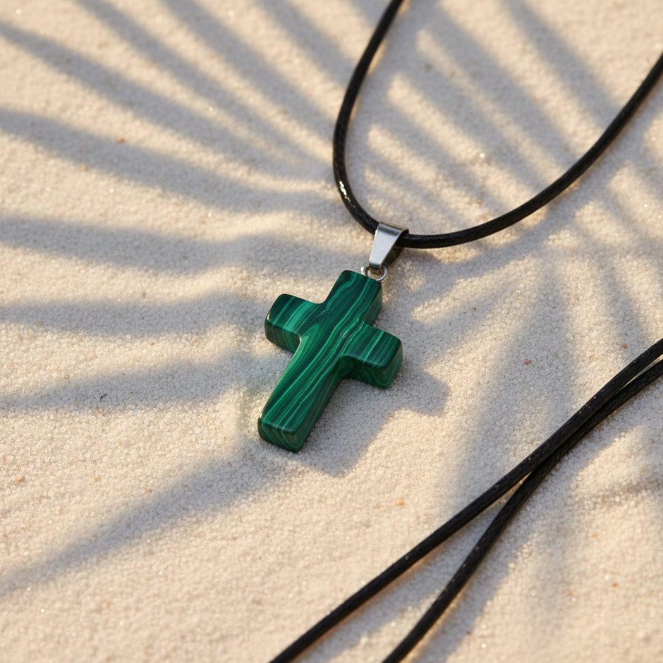 Malachite cross close-up