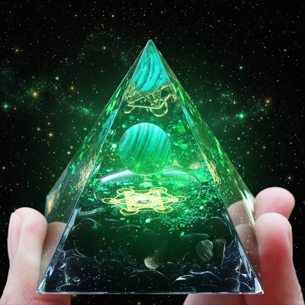 Malachite Metatron Pyramid - Size Reference