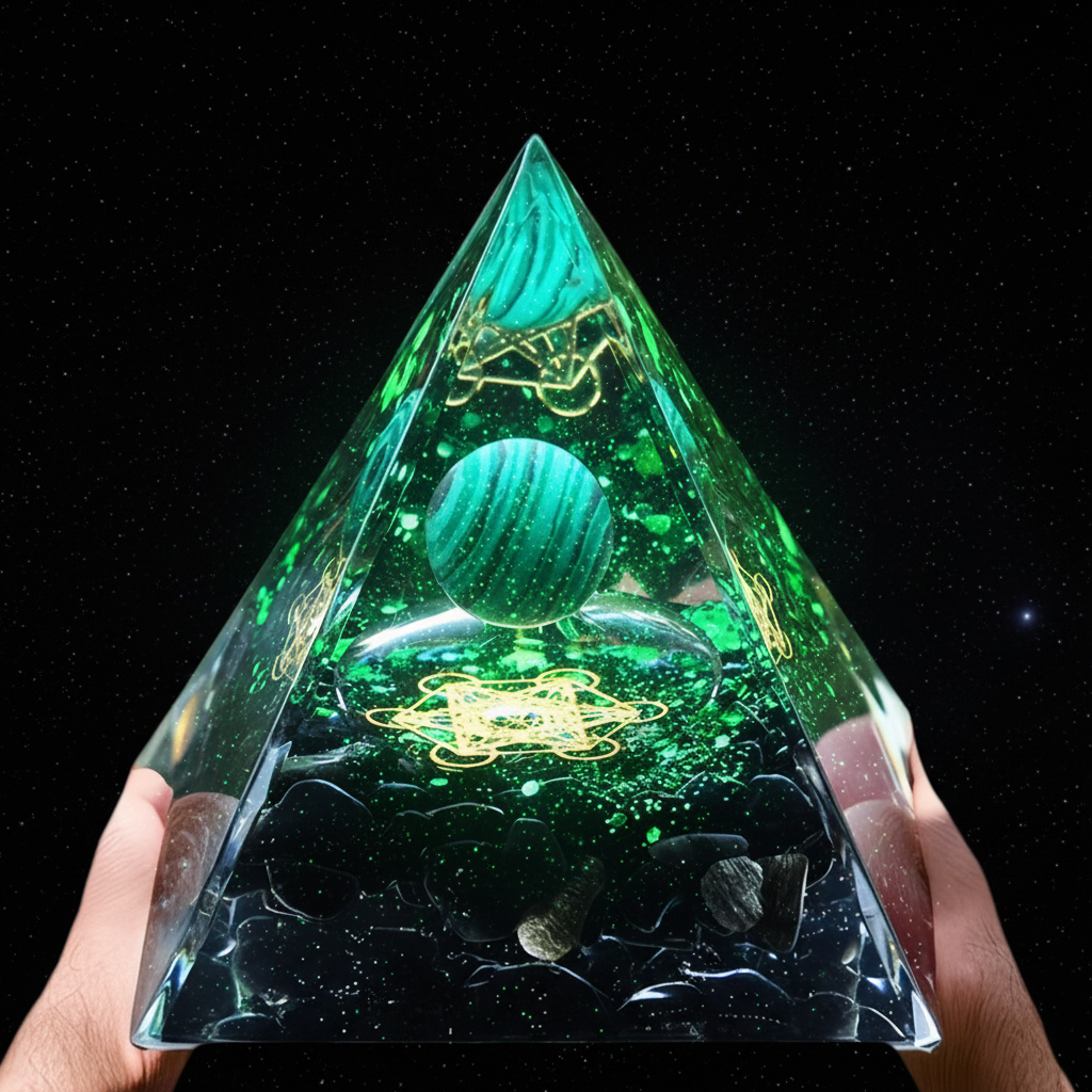 Malachite Metatron Pyramid - Two Hand Hero