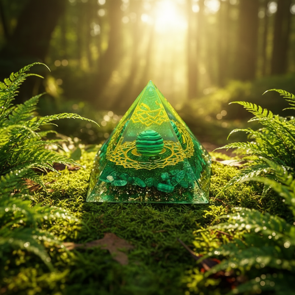 Malachite Orgonite Pyramid – Forest Floor