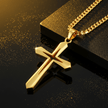 22 Inch 55cm 18ct Gold Titanium Circular Cross Pendant Chain