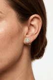 18ct Rose Gold 10mm Square White Fire Opal Moissanite Stud Earrings