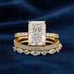 Moissanite Bridal Set - Vivid Navy Clean