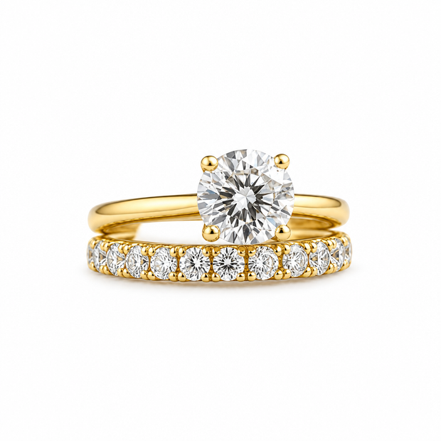 14ct Gold Titanium 2ct Moissanite Ring Set