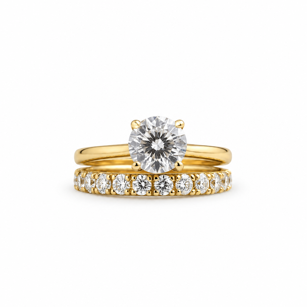 14ct Gold Titanium 2ct Moissanite Ring Set