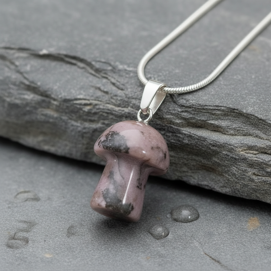 Mushroom Pendant – Rock Surface with Water Droplets