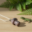 Mushroom Pendant – Wooden Surface with Greenery & Lizard
