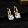 Mystic Diamond Stone Hoop Gold Earrings - V2