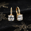 Mystic Diamond Stone Hoop Gold Earrings - V3