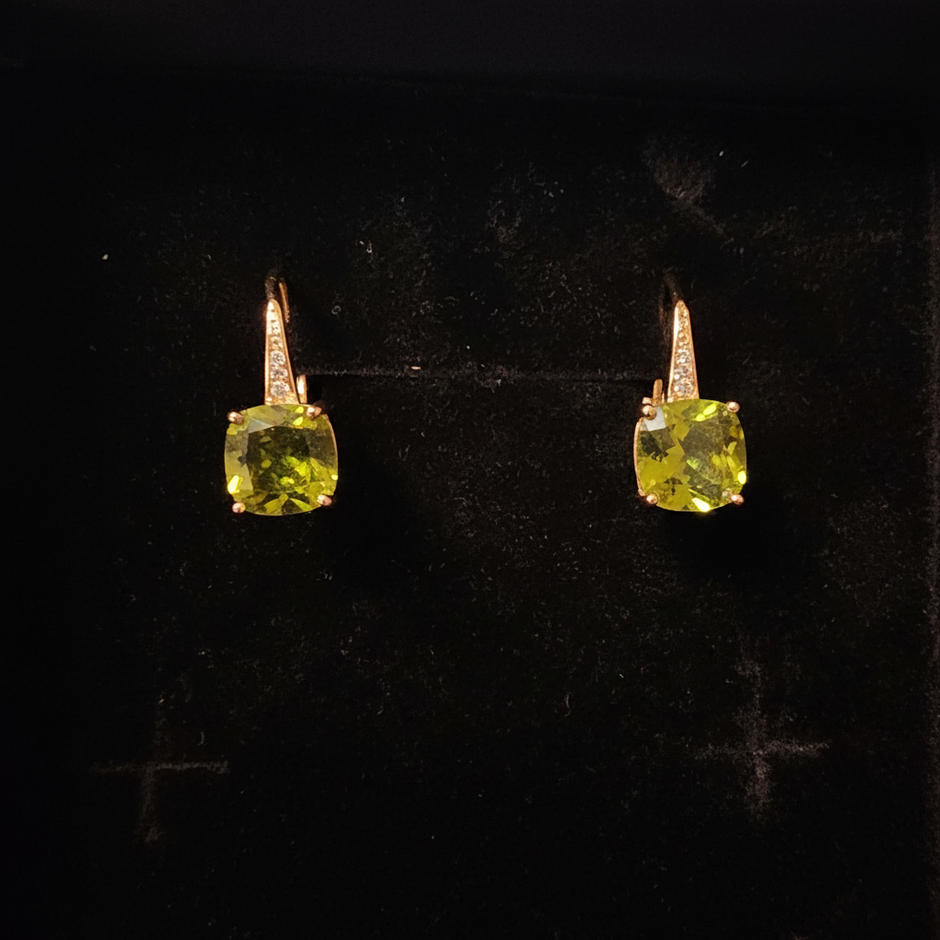Mystic Peridot Stone Hoop Gold Earrings - V1 Redo