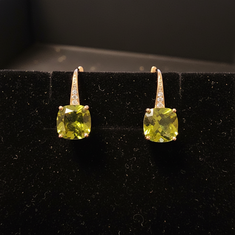 Mystic Peridot Stone Hoop Gold Earrings - V2