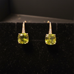 Mystic Peridot Stone Hoop Gold Earrings - V2