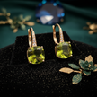 Mystic Peridot Stone Hoop Gold Earrings - V3