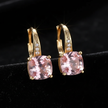Mystic Pink Sapphire Stone Hoop Gold Earrings - V1