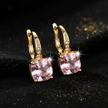 Mystic Pink Sapphire Stone Hoop Gold Earrings