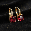 Mystic Ruby Stone Hoop Gold Earrings - V2