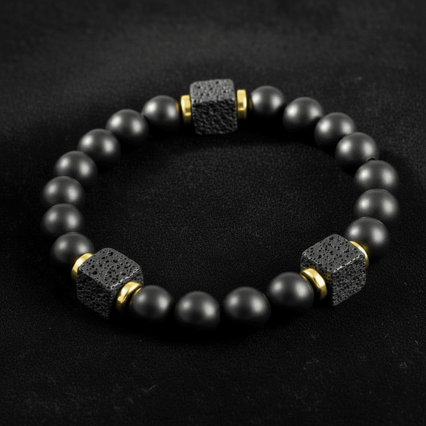 Natural 8mm Black Gold Stone Crystal Stretch Bracelet - DP Online