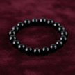 Natural 8mm Black Onyx Crystal Stone Polished Stretch Bracelet - DP Online