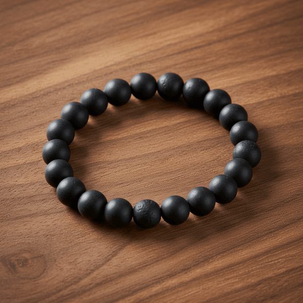 Natural 8mm Black Onyx Crystal Stone Stretch Bracelet - DP Online