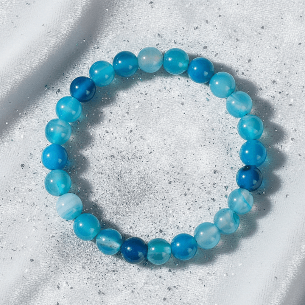 Natural 8mm Blue Agate Crystal Stone Bracelet - DP Online