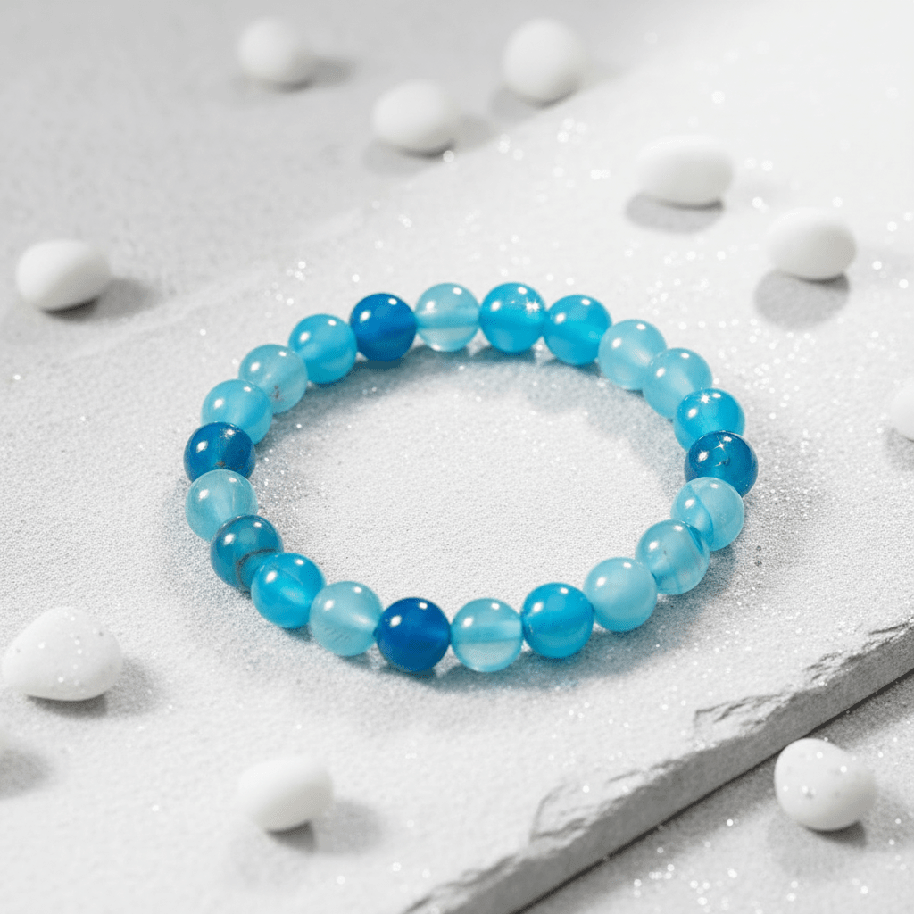 Natural 8mm Blue Agate Crystal Stone Bracelet - DP Online