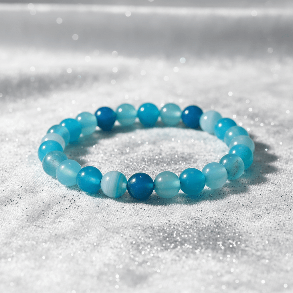 Natural 8mm Blue Agate Crystal Stone Bracelet - DP Online